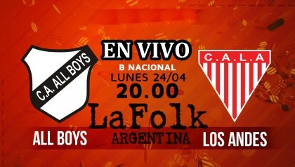  All Boys recibirá a Los Andes este lunes en el Estadio Islas Malvinas 19.45 hs en VIVO por La Folk Argentina