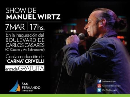 Show gratuito de Manuel Wirtz en la inauguración del Boulevard de Carlos Casares