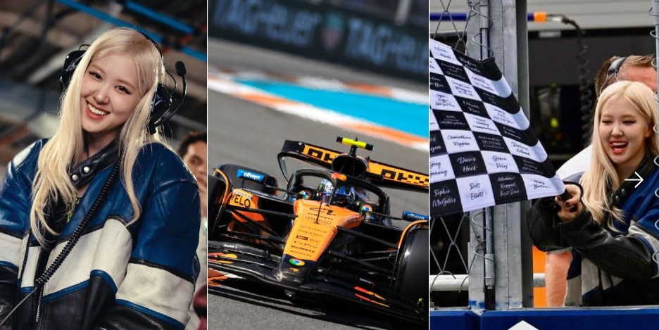 Rosé causó sensación en la carrera sprint del GP de Miami de la F1 2025: ondeó la bandera a cuadros y fue furor