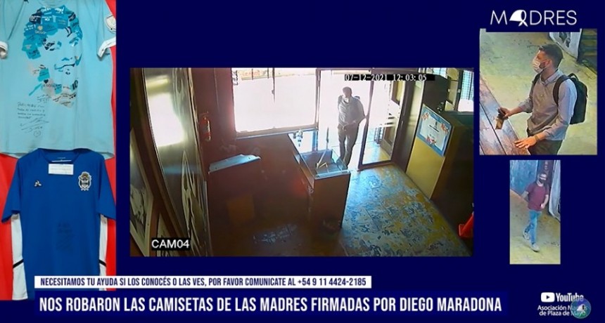Robaron camisetas firmadas por Maradona del local de las Madres